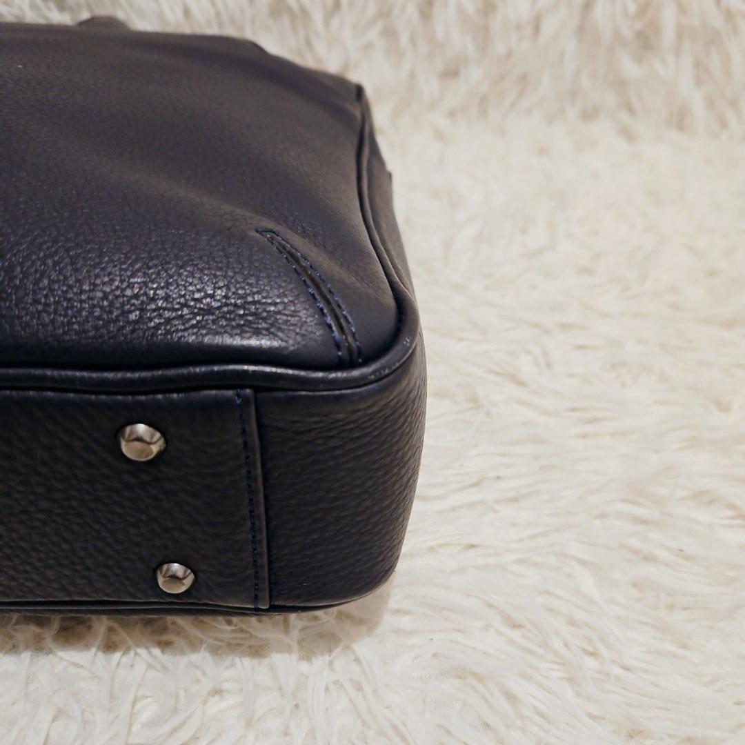 極美品 ランバン ビジネスバッグ A4可 オールレザー ネイビー PC収納 紺