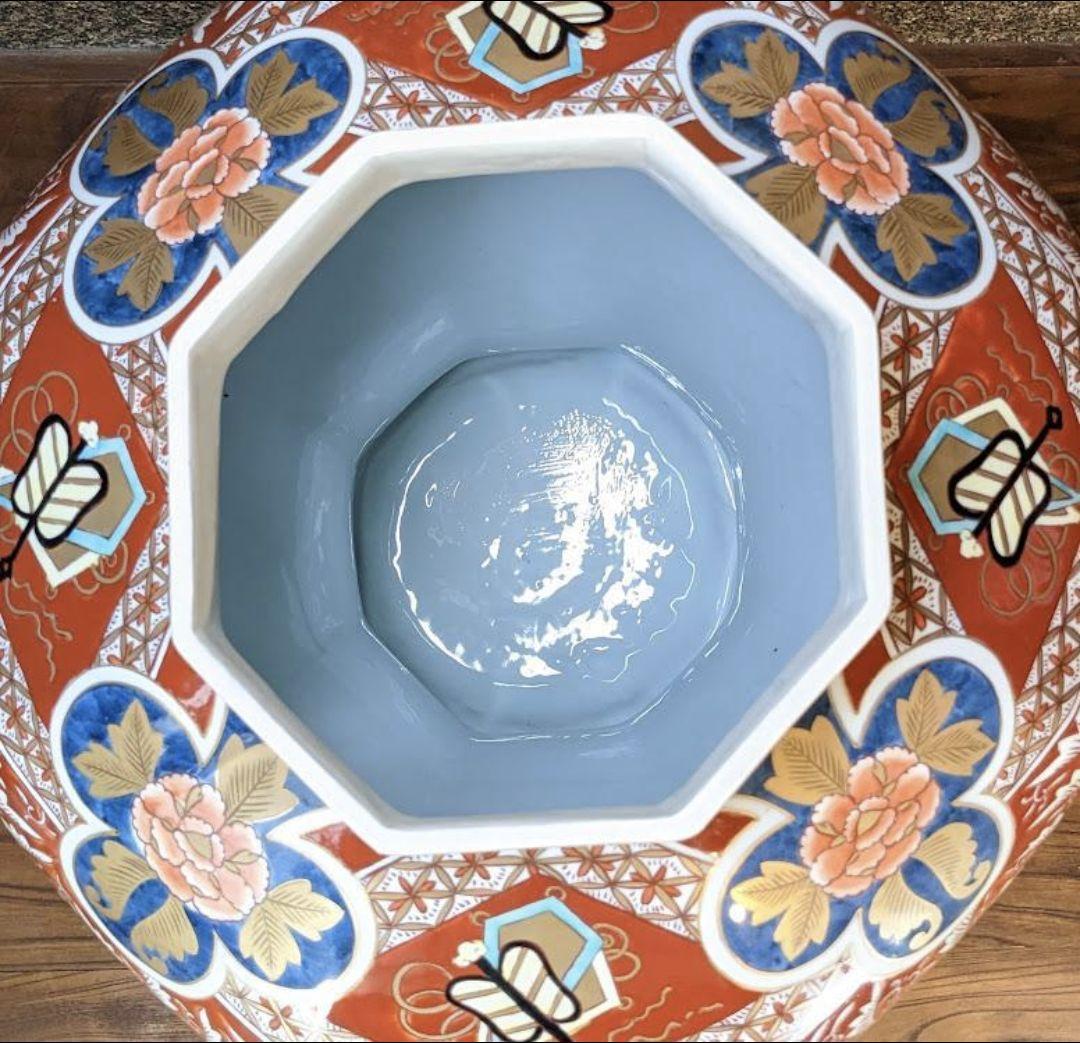 未使用　有田焼　沈香壺　色絵 神右衛門作　七福神　特大八角三段　総手描 干支龍