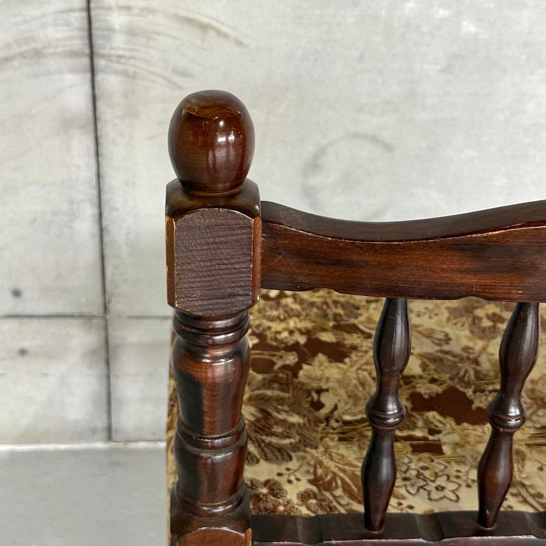 ✦80s✦昭和レトロ ゴブラン織 ヴィンテージ スピンドルチェア 木製 古家具②