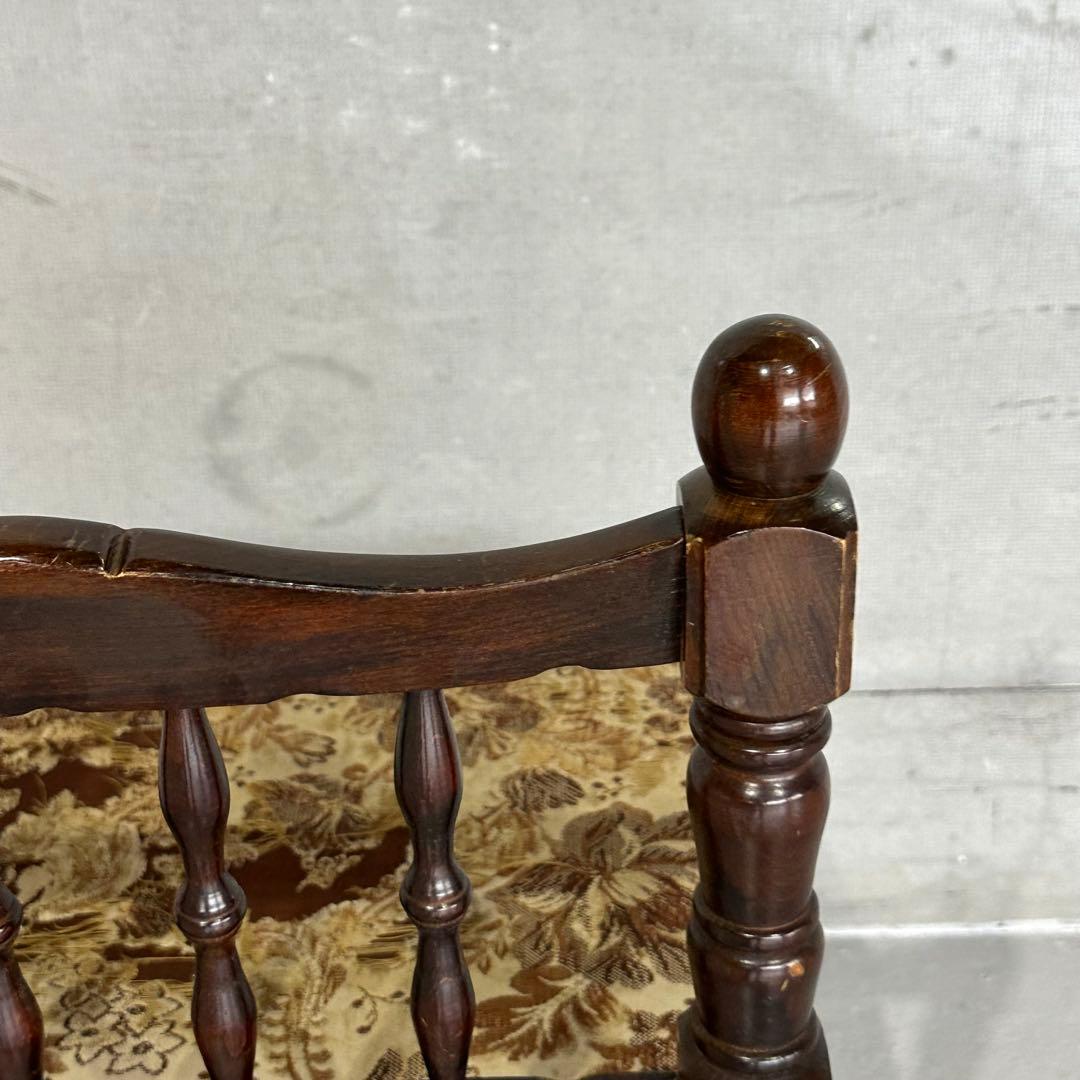 ✦80s✦昭和レトロ ゴブラン織 ヴィンテージ スピンドルチェア 木製 古家具②