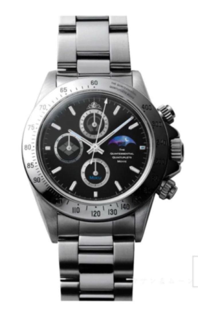 五等分の花嫁 映画 中野三玖 ブラックモデル サン＆ムーン付きクロノグラフ腕時計