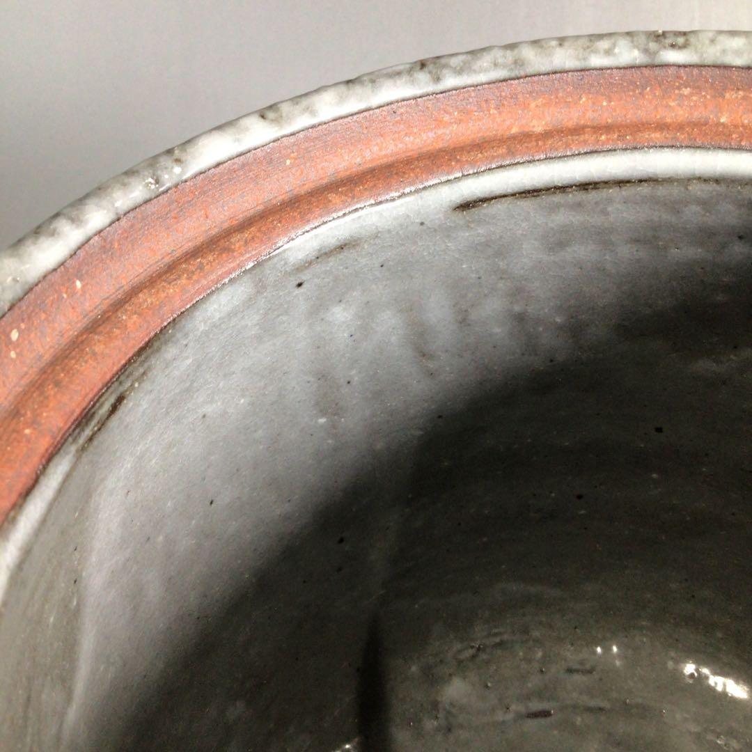 Ｐ３５３　水指　『平安　浅見与し三造』『花三島』『耳付水指』　共箱　茶道具