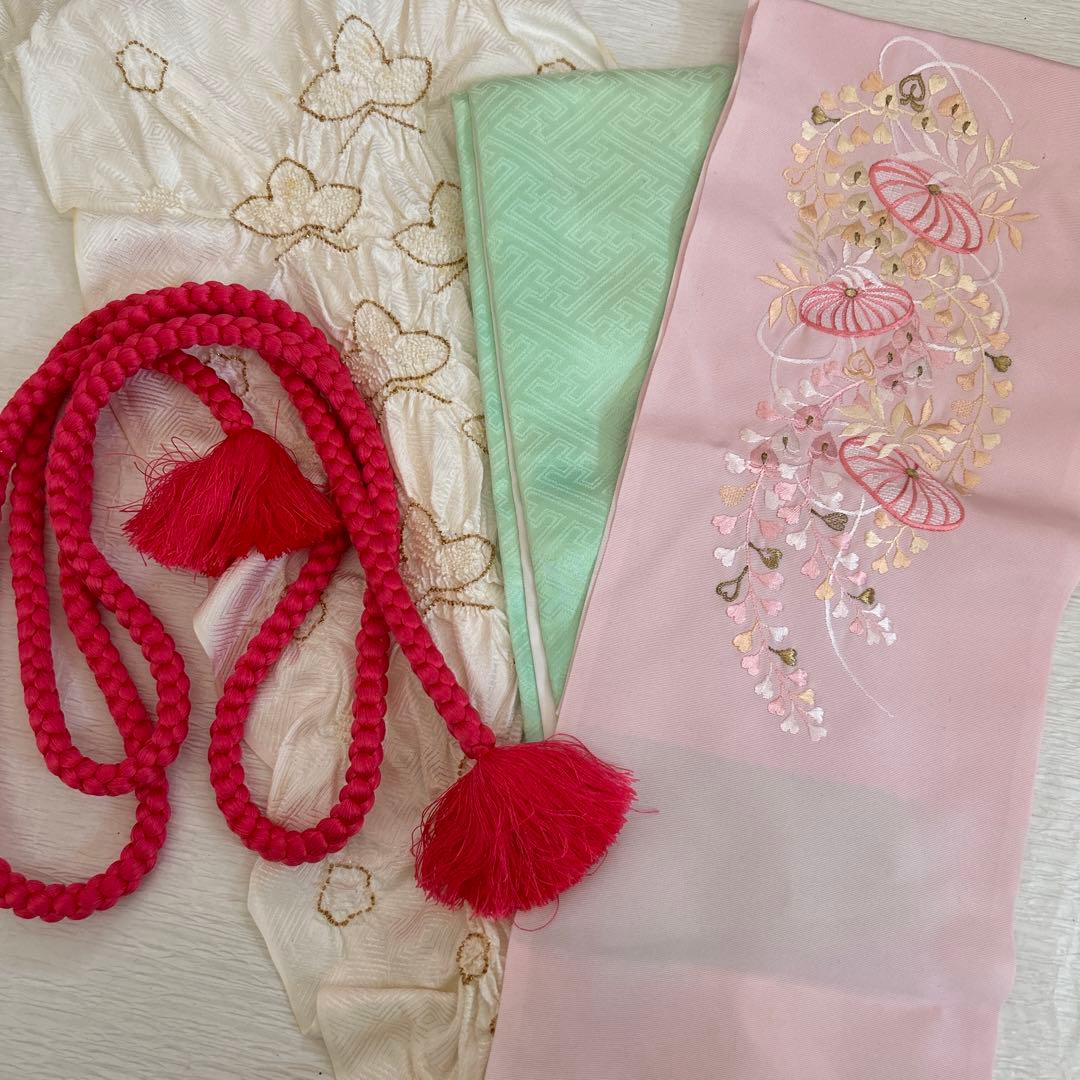 美品　成人式　振袖　正絹縮緬着物　7点セット　身丈165cm