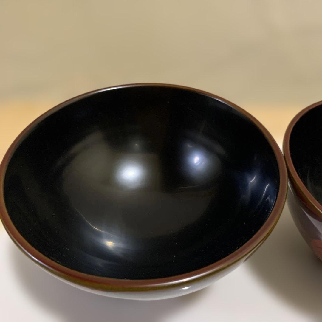 輪島塗　高洲堂　椀　黄溜塗　霞蒔絵