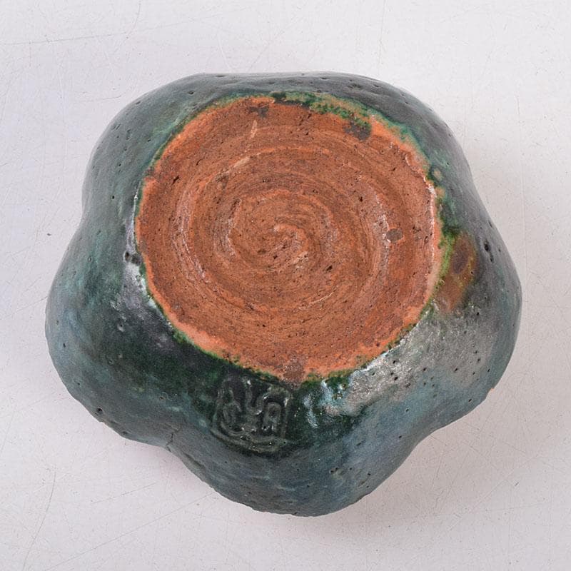 茶道具　色絵　桔梗形　香合　在銘　花押付時代箱　C　R9022