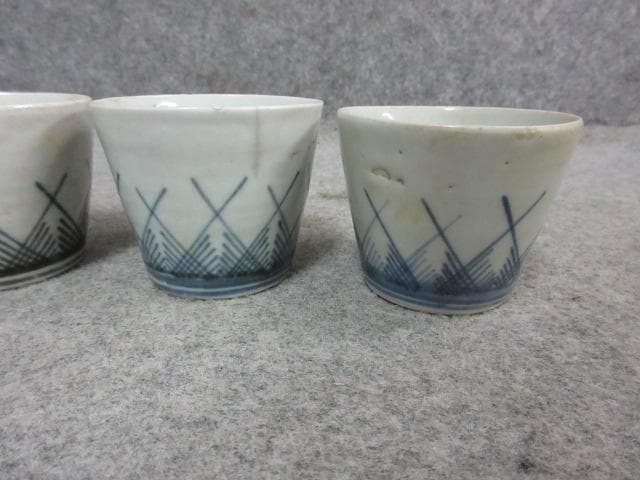 古伊万里染付草原文蕎麦猪口4個 [B25510]