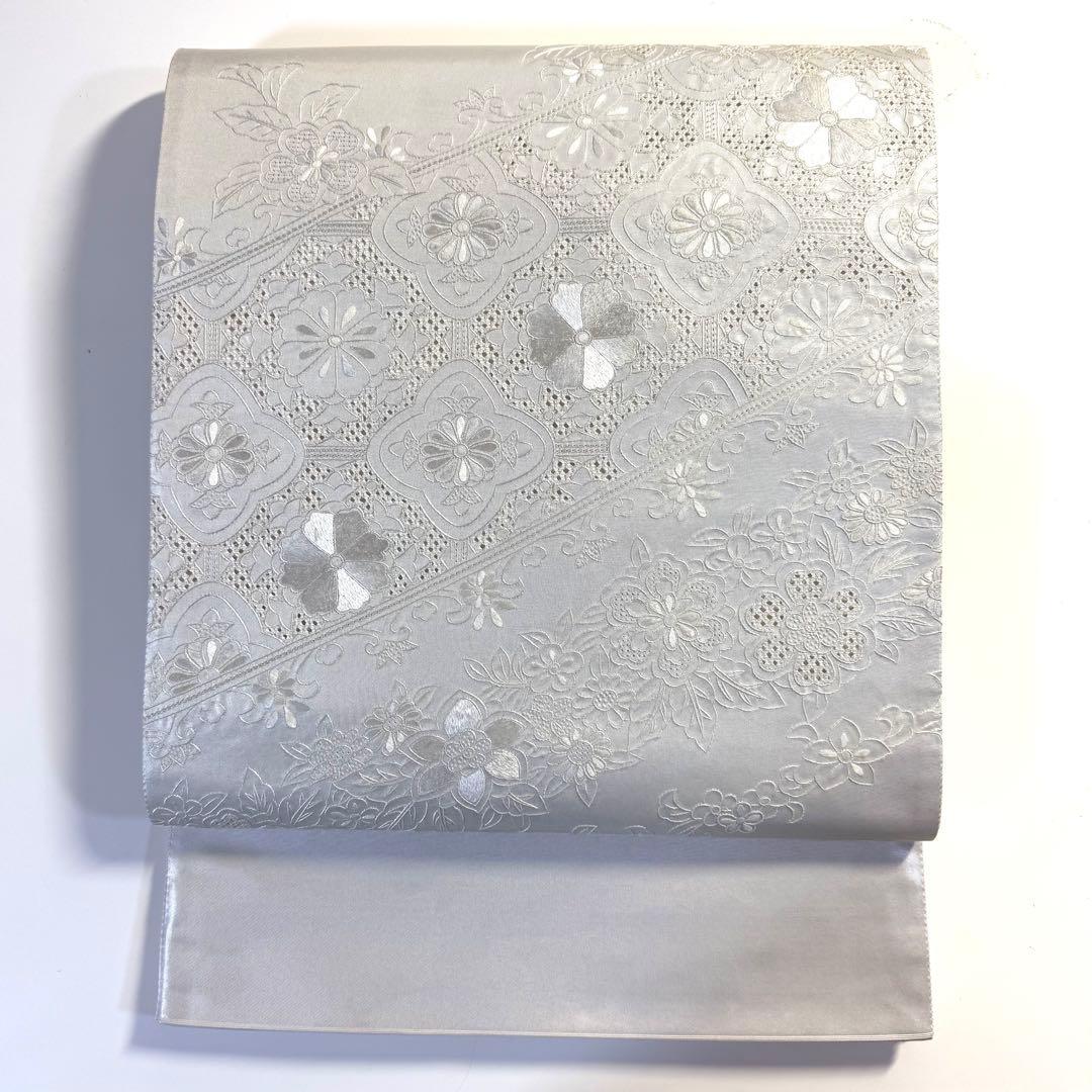 5k2795 袋帯　絹　中国三大刺繍　蘇州　汕頭　相良　刺繍　正倉院文様　華文