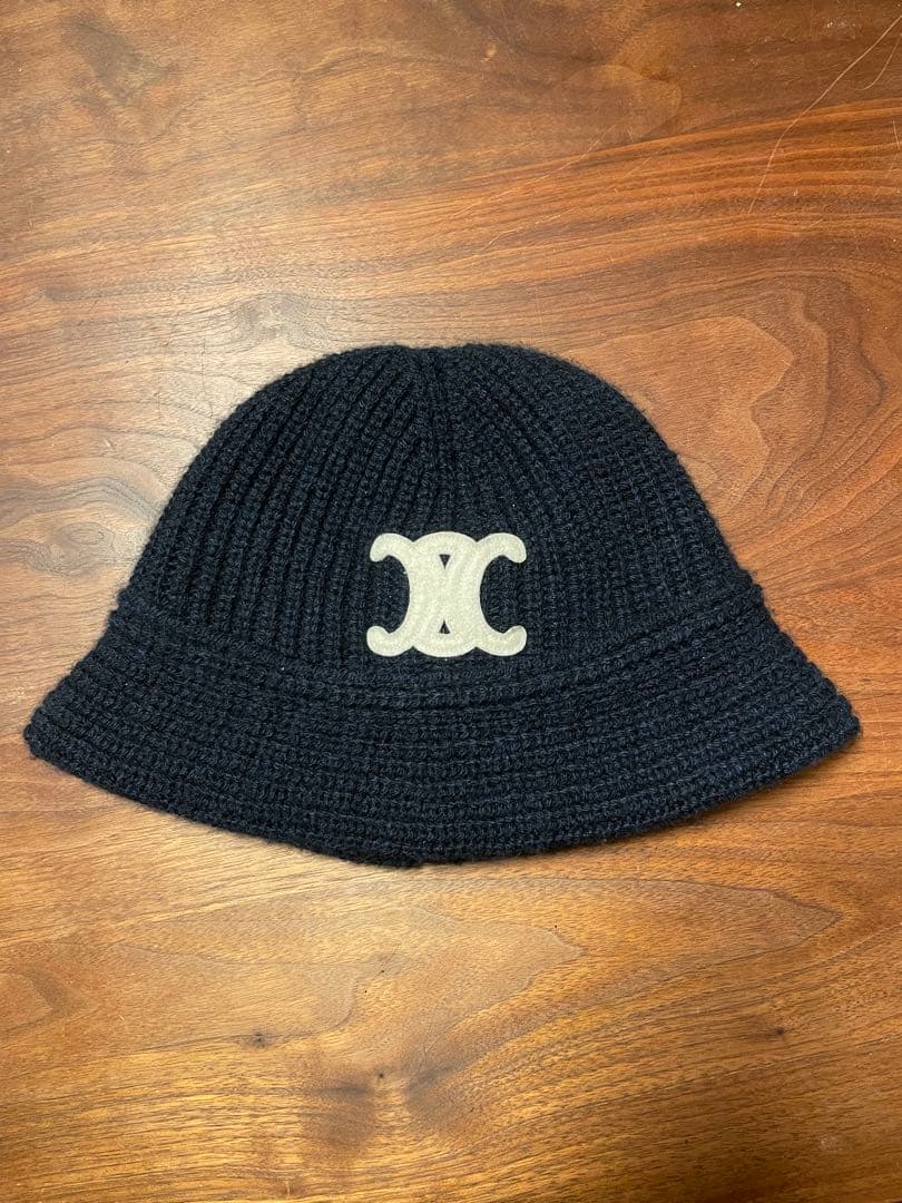 CELINE ネイビー ニットバケットハット