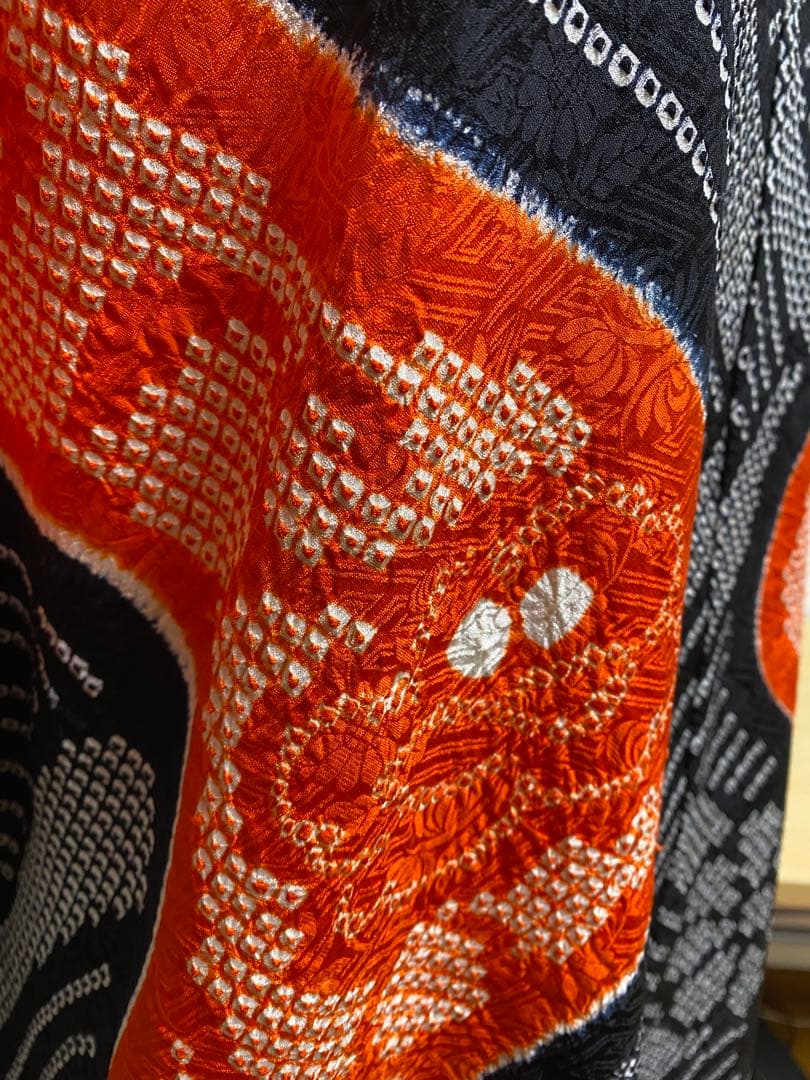 総絞り　着物振り袖リメイク正絹　チュニック　パンツ　ワンピース未使用　3点セット