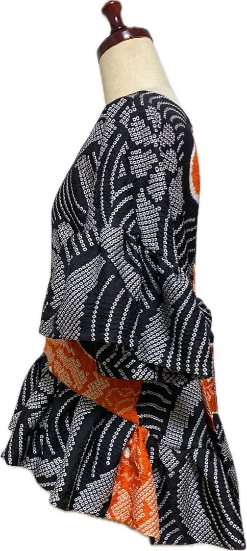 総絞り　着物振り袖リメイク正絹　チュニック　パンツ　ワンピース未使用　3点セット