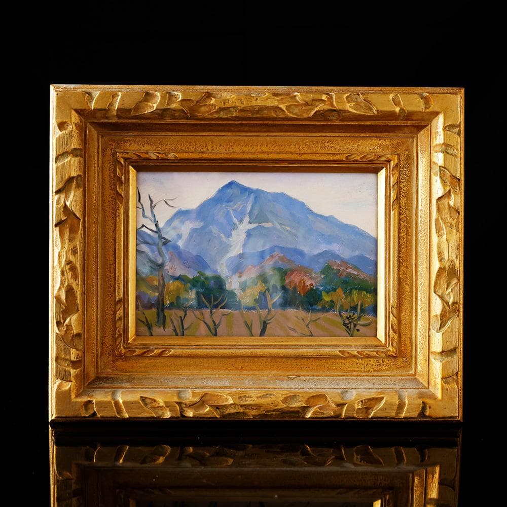 栄一画「 武甲山 」絵画 油彩 額装 P1号 額縦30㎝横37㎝