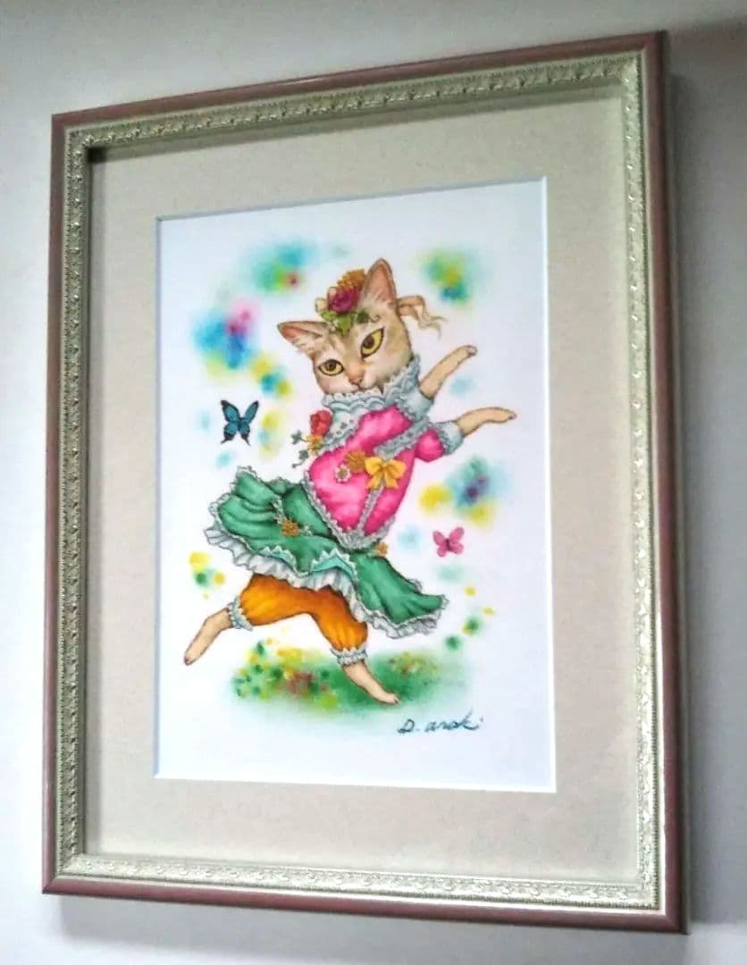 【原画】『シンディー』（猫　シンガプーラ　絵画　パステル画）