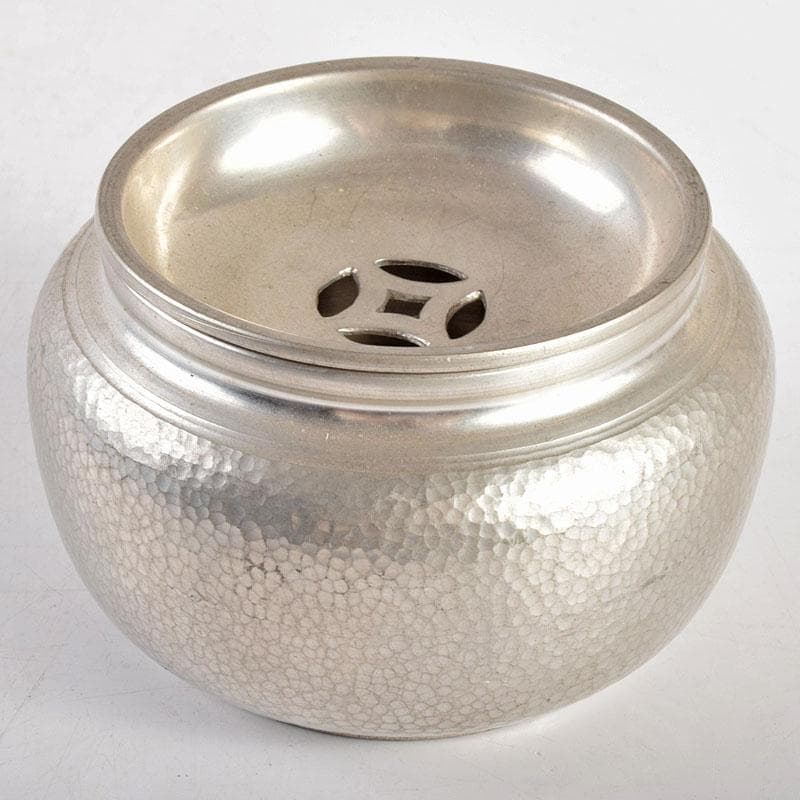 煎茶道具　継山造　本錫　鎚目　茶こぼし　建水　約242g　M　R4948