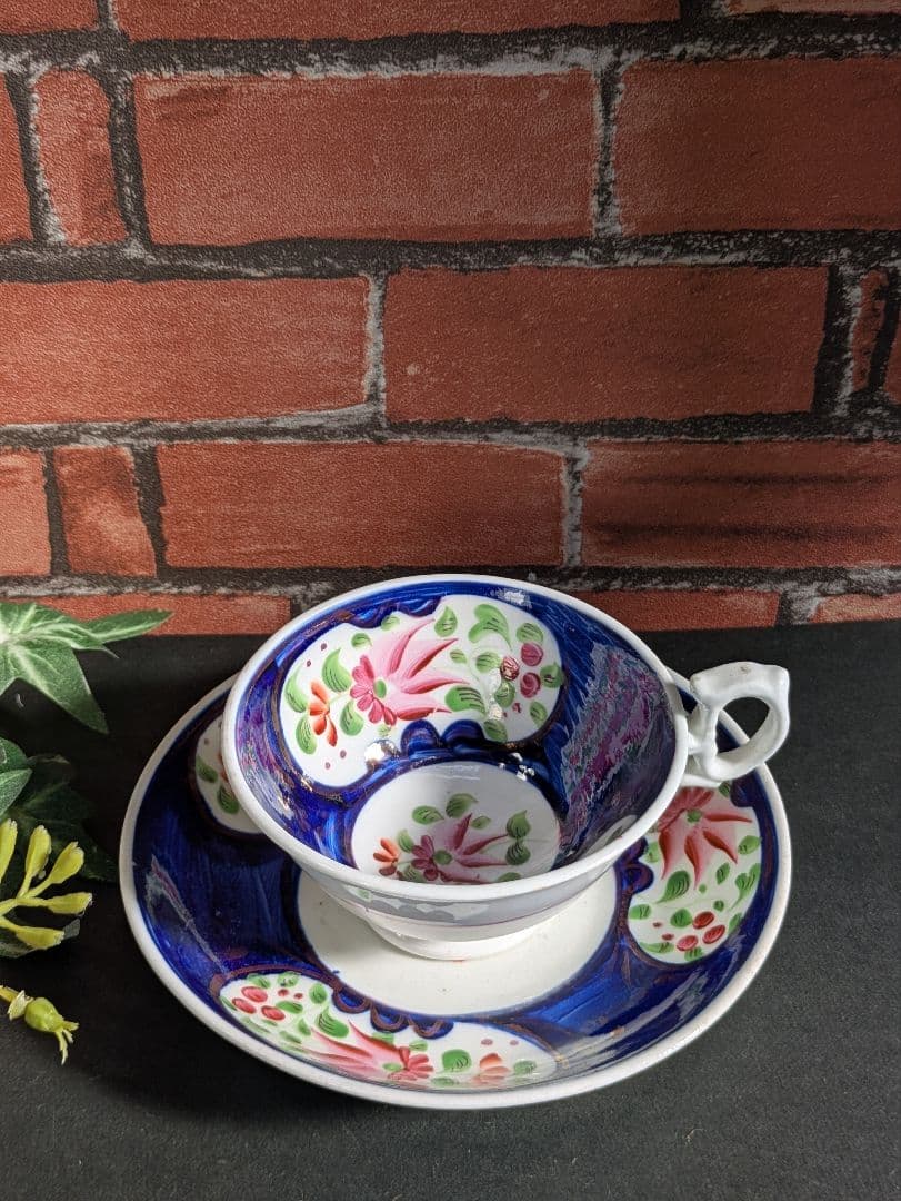 イギリス アンティーク ハンドペイント カップ＆ソーサー