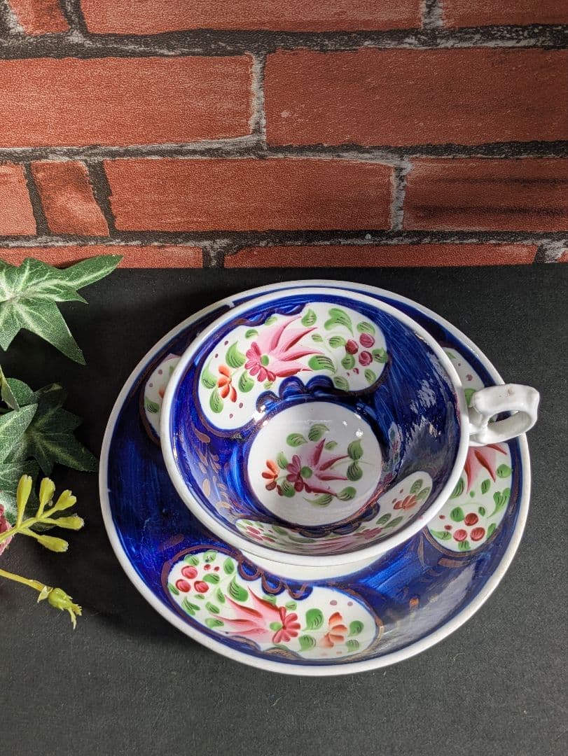イギリス アンティーク ハンドペイント カップ＆ソーサー