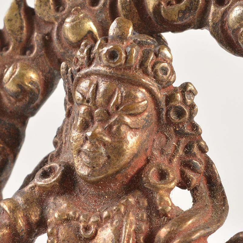 仏教美術　古銅鍍金　騎獅文殊菩薩像　仏像　C　7665E