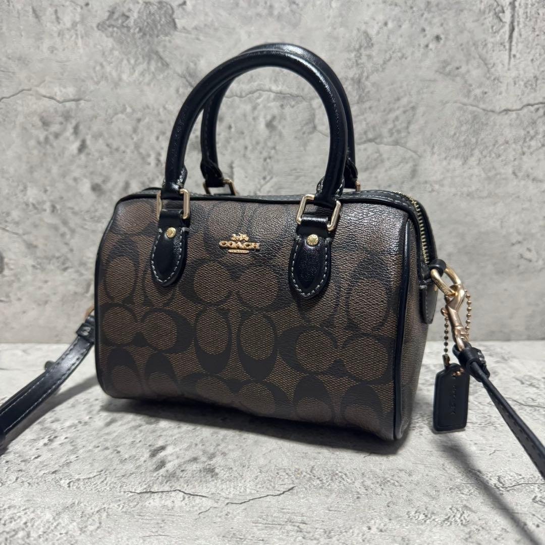 新品未使用✨️コーチ 2way ミニボストンバッグ ショルダー PVC レザー 黒