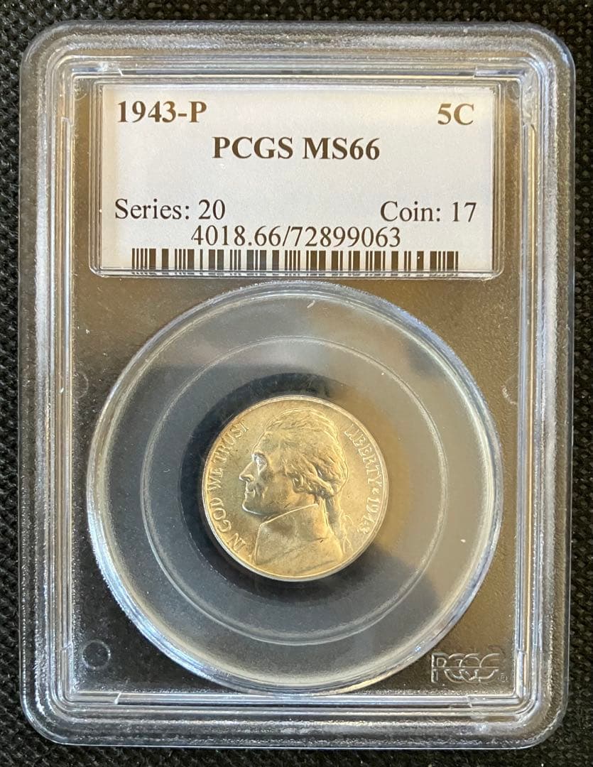 アメリカ 1943P ジェファーソン Five Cents ニッケル シルバー貨