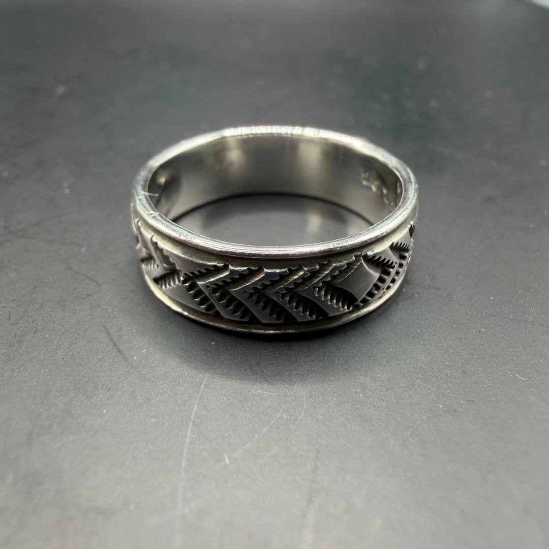 【NAVAJO】D.O. White スタンプワーク シルバーリング 21号