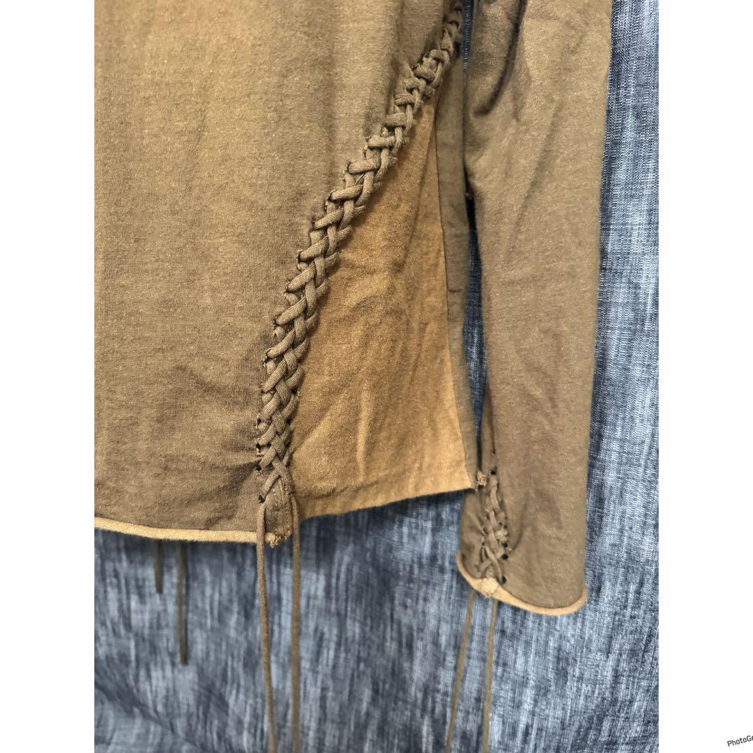 定価26400円 MASU 編み込みカットソー　レースアップ　Ｔシャツ