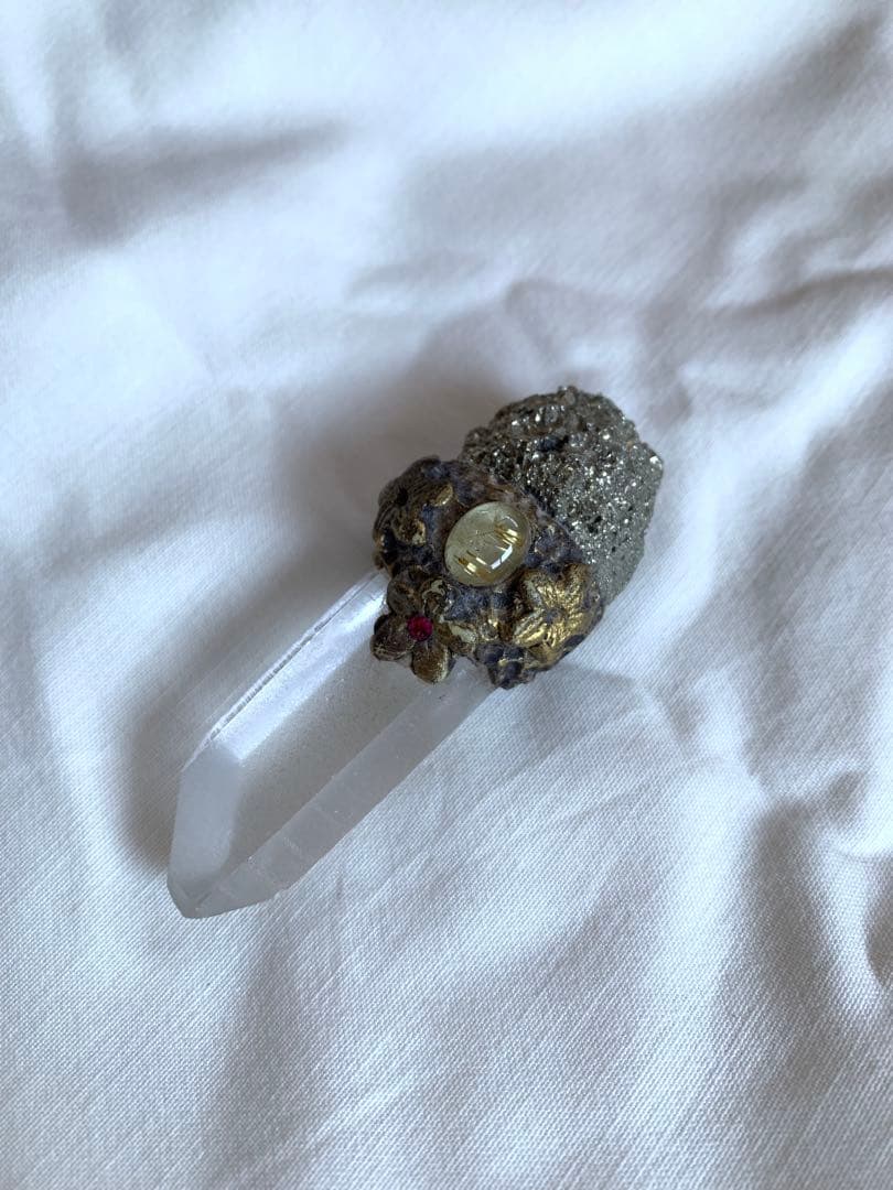 【天然石】アバンダンスワンド（レムリアンシード、ルチルクォーツ、パイライト）