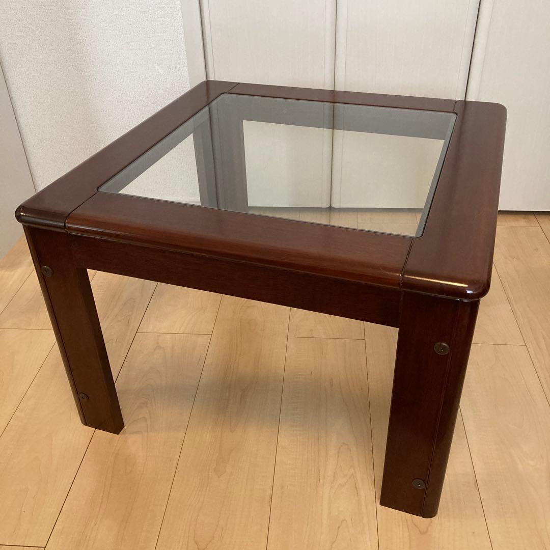 【レア】ビンテージ　カリモク　天板ガラス　サイドテーブル　karimoku