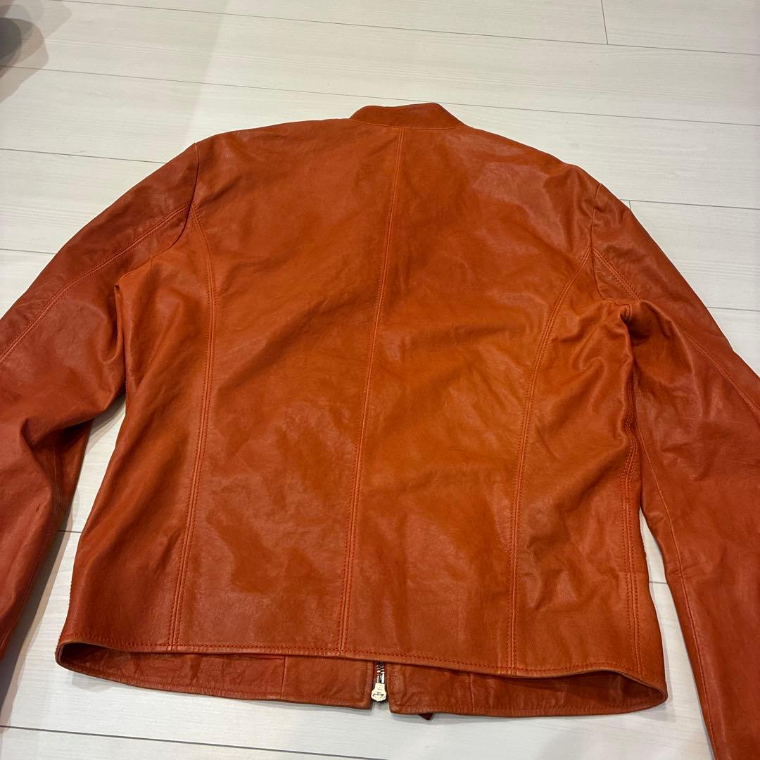 イタリア製 ジルサンダー シングルライダース 48 レザージャケット オレンジ