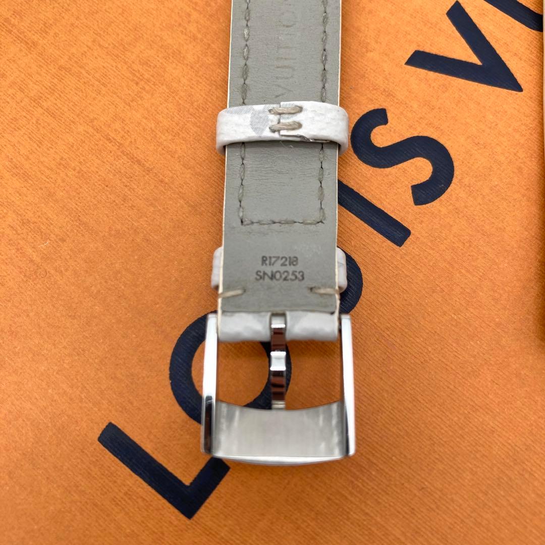 ルイヴィトン タンブール ベルト モノグラム ワンタッチ ホワイト グレー