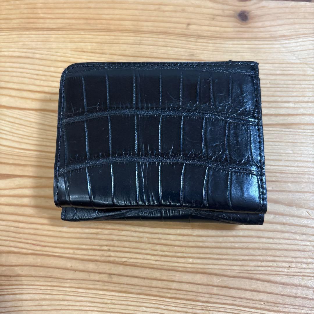 R’s shop　新品　本革クロコダイルレザー 二つ折り財布 ブラック