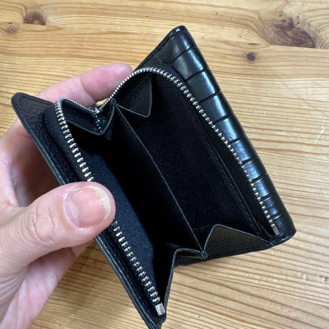 R’s shop　新品　本革クロコダイルレザー 二つ折り財布 ブラック