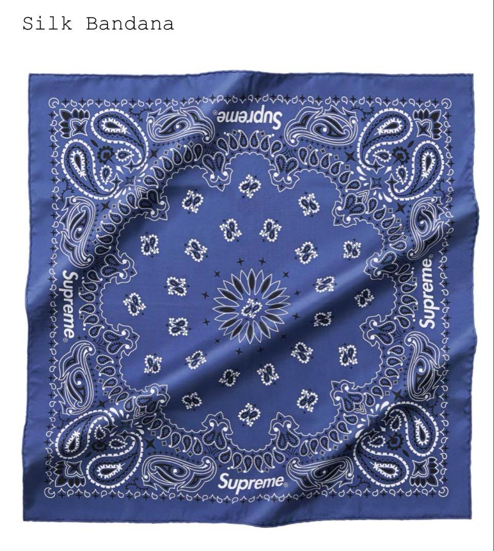 【SS25_week12 】Supreme Silk Bandana（Navy）