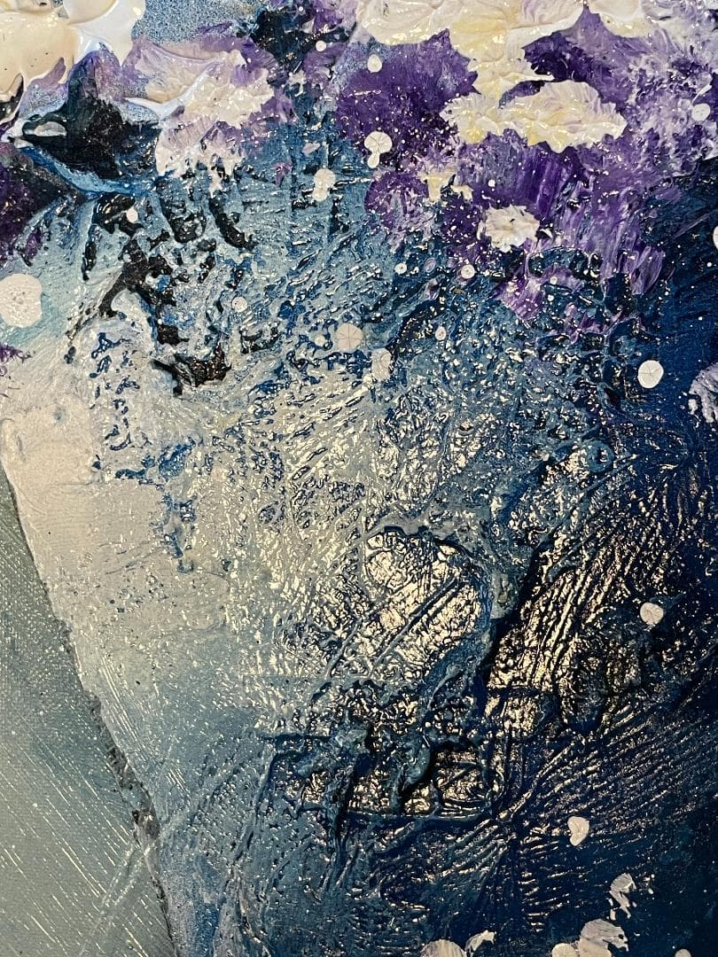 「真作」立川広己『パープルの花』静物画　油彩画　額装　サイン有り　F6号