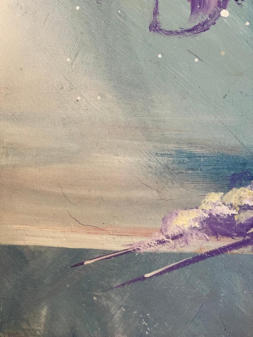 「真作」立川広己『パープルの花』静物画　油彩画　額装　サイン有り　F6号