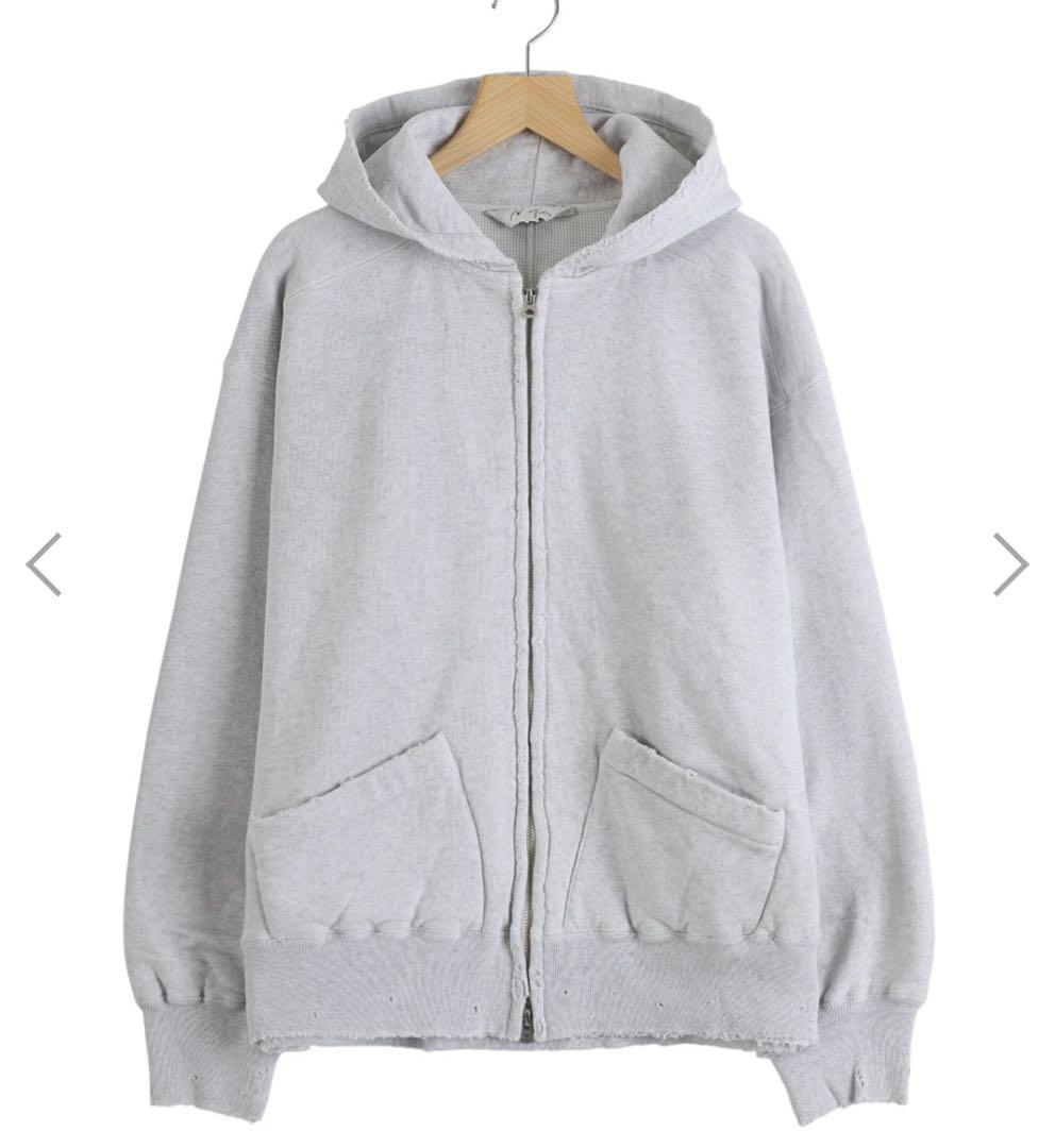 トップス 25aw ANCELLM ZIP UP HOODIE HEATHER WHITE