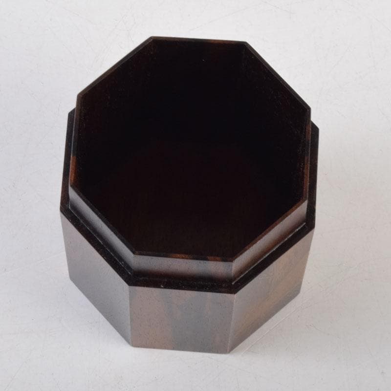 はな　茶道具　山下泰園作　黒柿製　早蕨蒔絵　八角茶器　共箱　V　8560