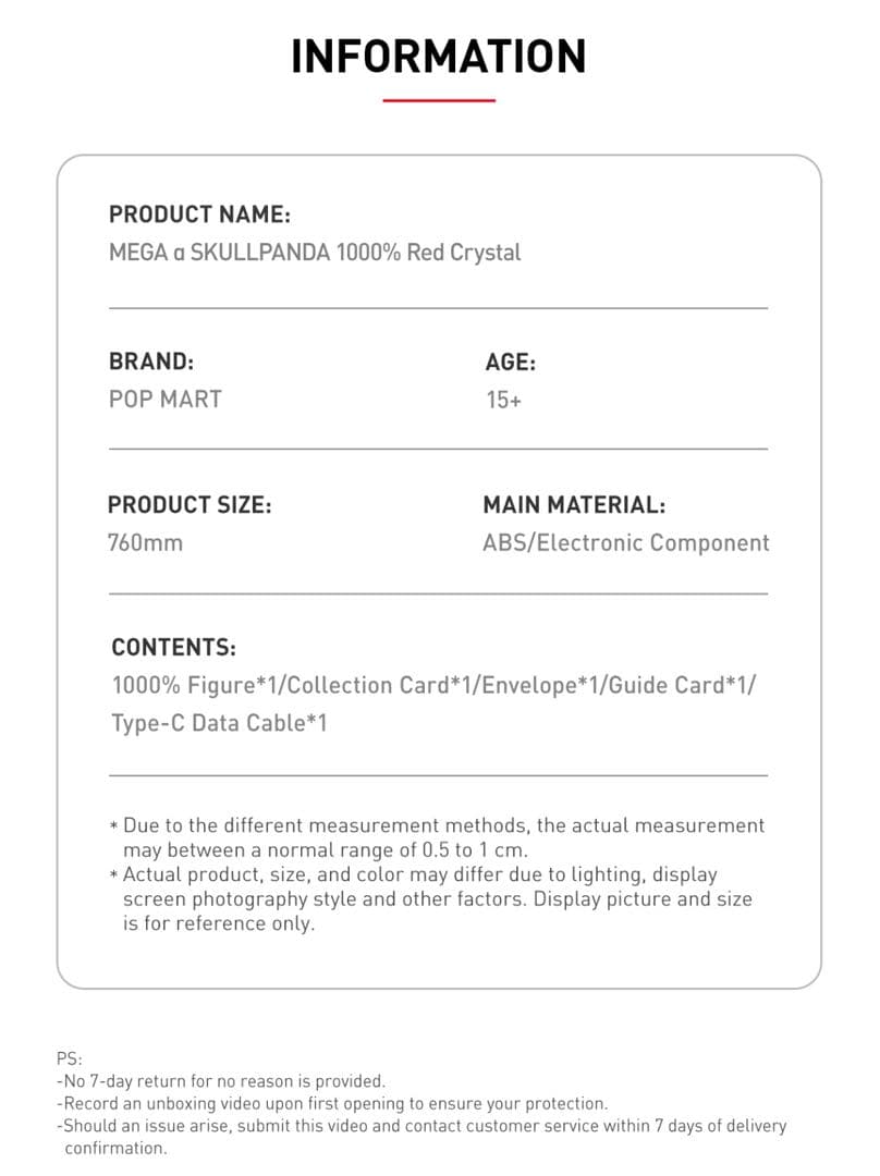 MEGA α SKULLPANDA 1000% Red Crystal正規品全新