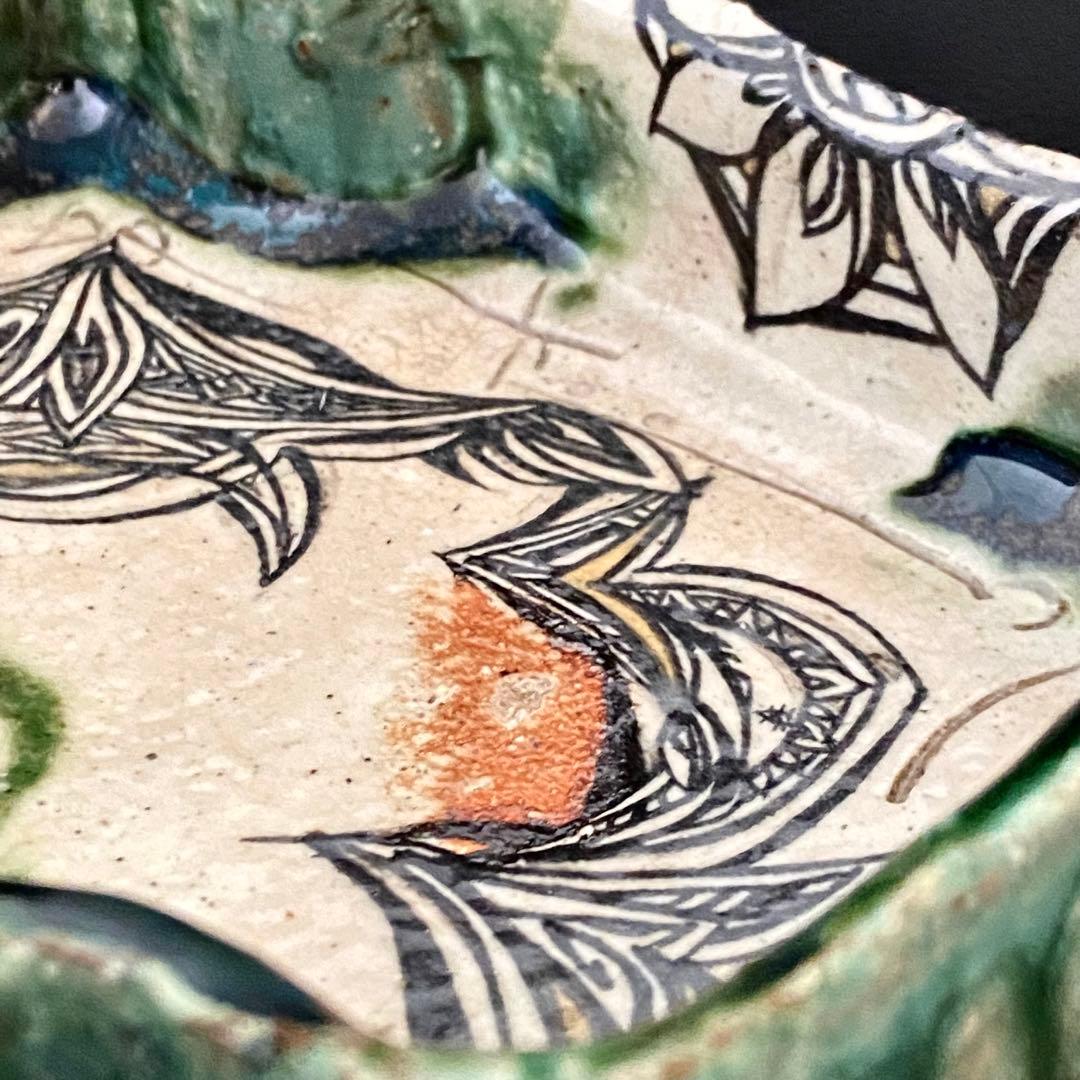 坂口健 東御土風紋織部向付 皿 器 作家もの 作陶展 共箱つき