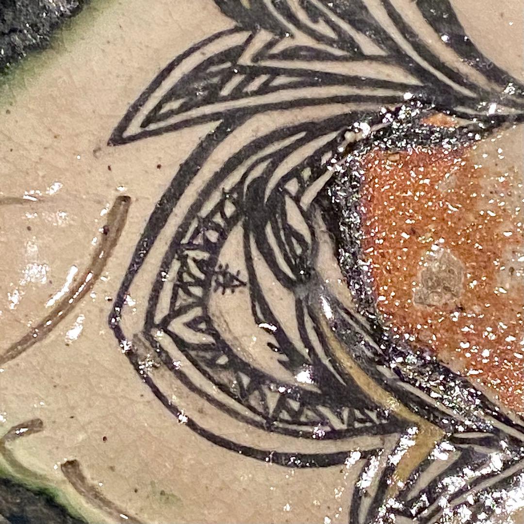 坂口健 東御土風紋織部向付 皿 器 作家もの 作陶展 共箱つき