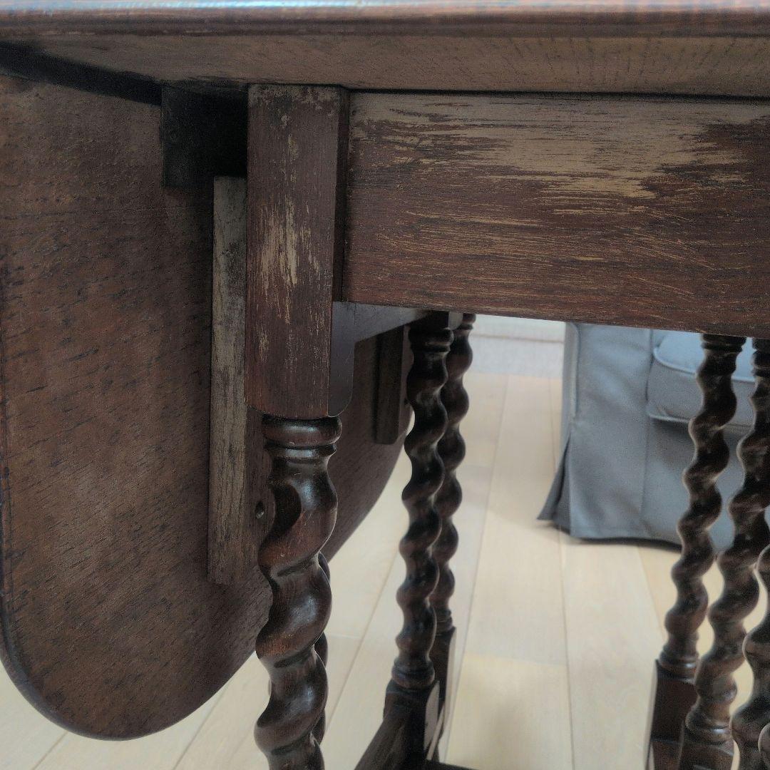イギリスアンティーク　ゲートレッグテーブル　ダイニングテーブル　ツイストレッグ
