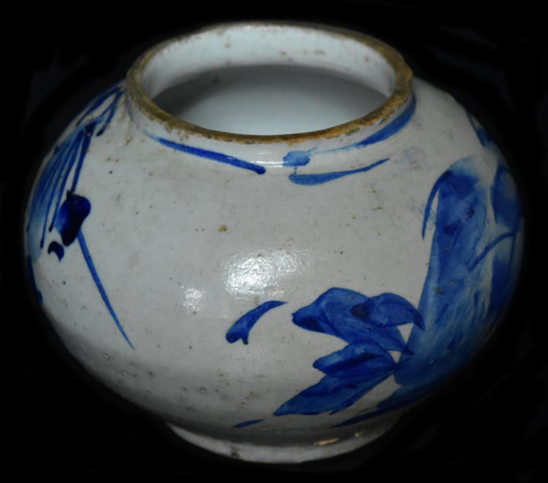 李朝小壺 江戸期 染付 朝鮮 韓国 茶道具 水指 焼物 入手困難WWTT119