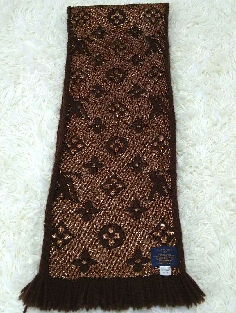 LOUIS VUITTONルイヴィトン国内正規ロゴマニアモノグラムマフラーマロン