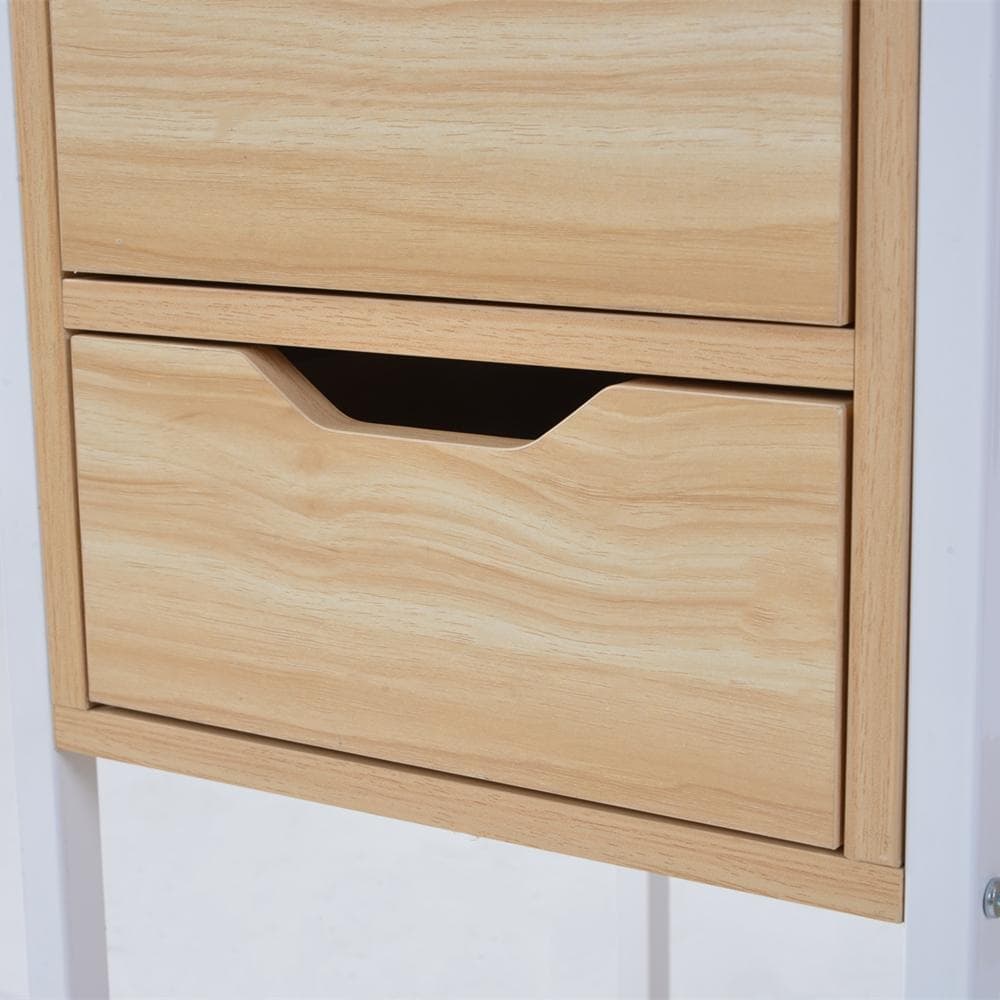 ナチュラル】パソコンデスク 引き出し付き　3段シェルフ付 パソコンデスク 木製