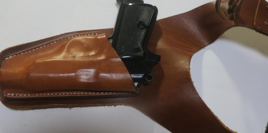 超貴重MGC ワルサーPPK用バーンズ・マーチンショルダーホルスター茶革　未使用