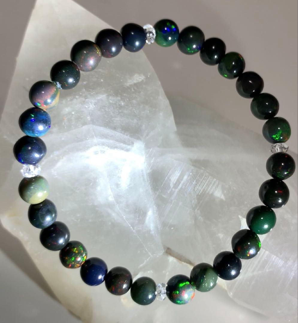 ★にい様★ ★希少石★ ブラックオパール　ブレスレット