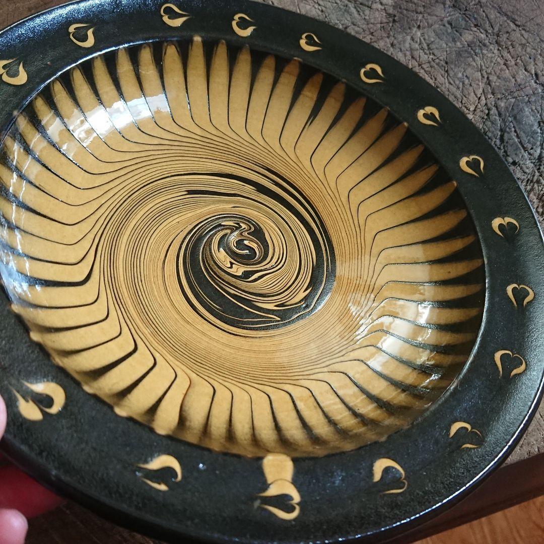 未使用 民藝 布志名焼 スリップウエア 皿 深皿 深鉢ヴィンテージ 食器 湯町窯