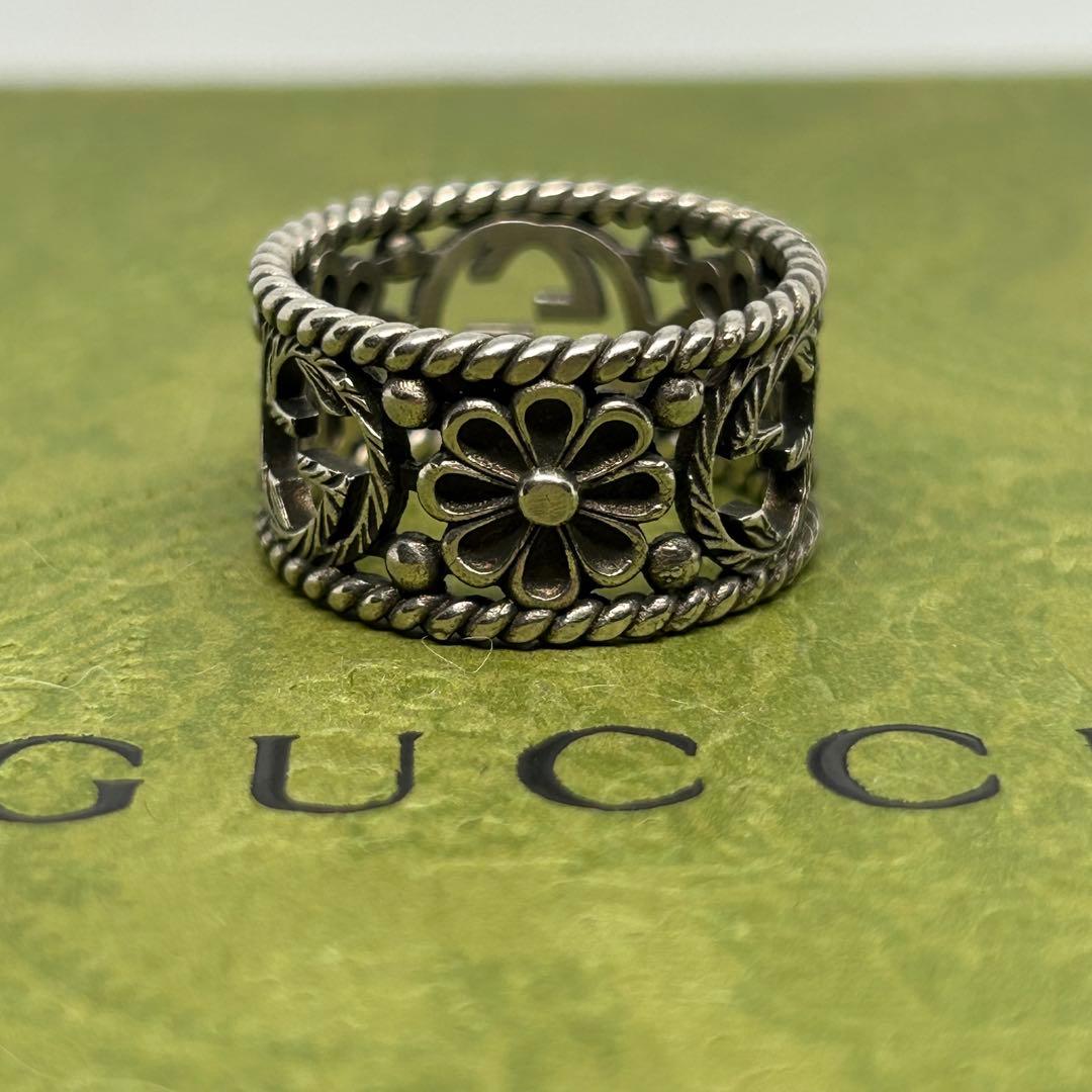 グッチ　GUCCI 指輪　リング　ハイブランド　19号　ワイド　フラワー