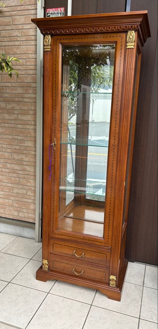 アンティーク　ヴィンテージ　ガラスキャビネット　ディスプレイ　食器棚