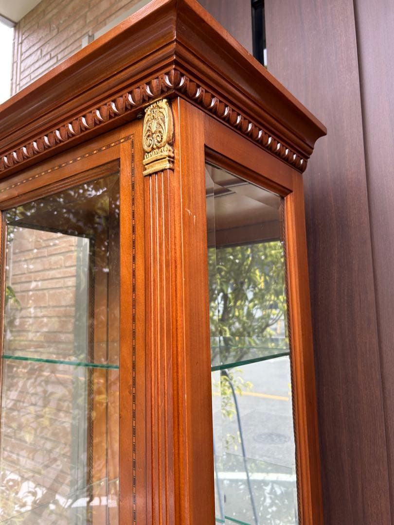 アンティーク　ヴィンテージ　ガラスキャビネット　ディスプレイ　食器棚