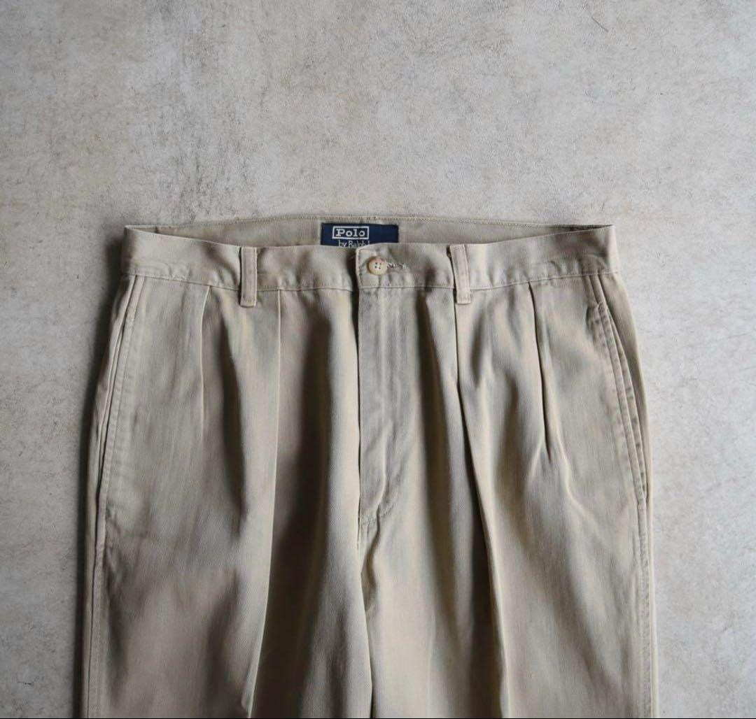 90s ラルフローレン ポロチノ タックチノ USA製 TALONジップ W32