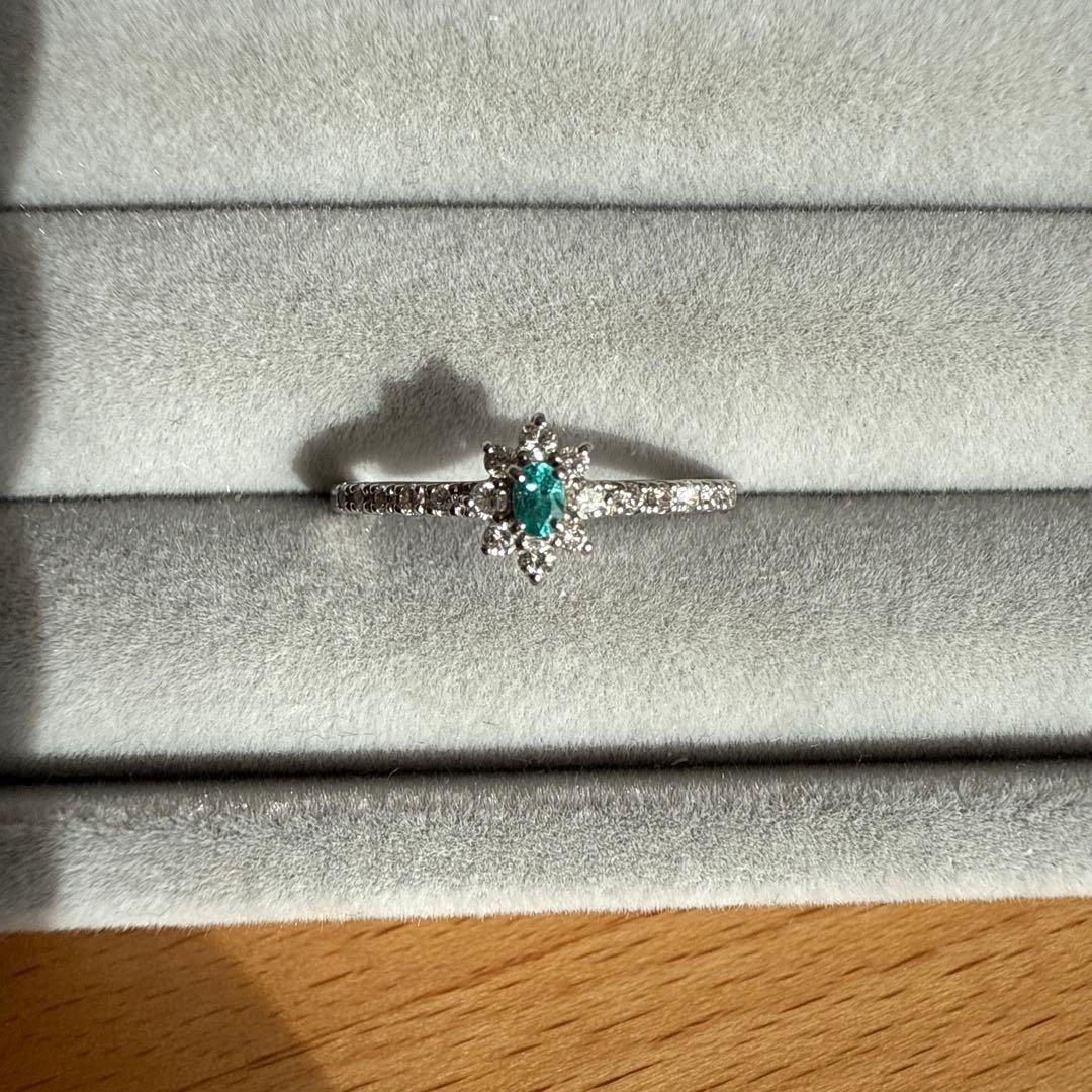 ブラジル産　非加熱パライバトルマリン　プラチナリング 11号　鑑別所付き